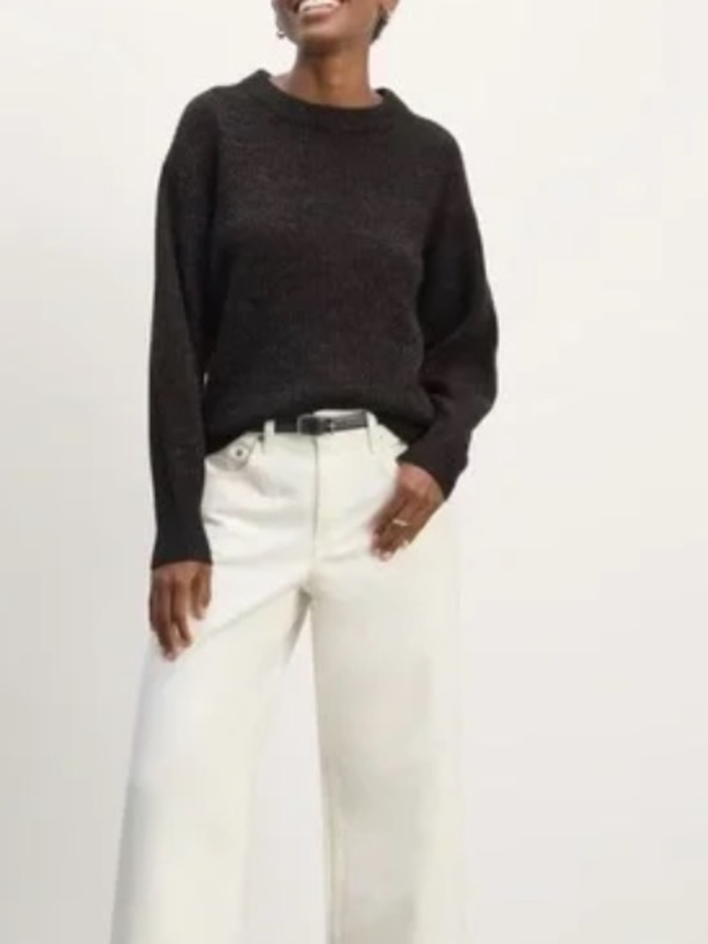 Everlane The Cocoon Alpaca Crewneck Sweater Size XS Heather Black Relaxed Fit